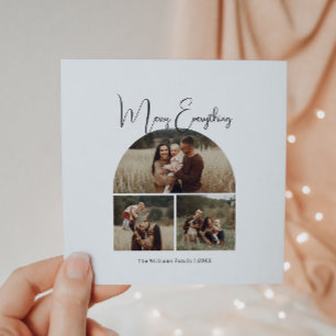 Modern Boho Arch Merry Everything Three Photo Holiday Card