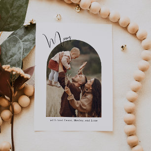 Modern Boho Arch Merry One Photo Holiday Card