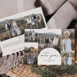 Modern Boho Arch Multi Photo Family News New Years Holiday Card<br><div class="desc">This modern boho arch multi photo family news new years holiday card is the perfect simple holiday greeting. The bohemian black and white design features unique industrial lettering typography with minimalist vintage style. Personalise the front of the card with 6 photos, your family name and the year. Include 2 additional...</div>