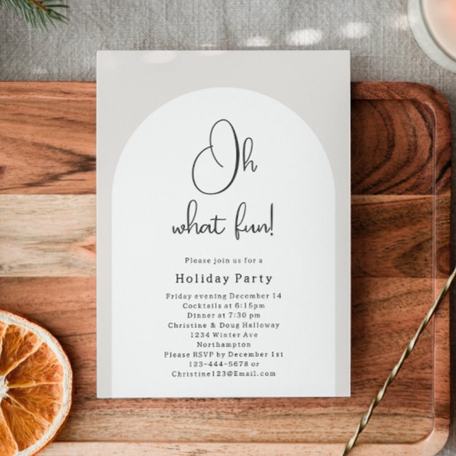 Modern Boho Arch Oh What Fun Christmas Party Invitation (Creator Uploaded)