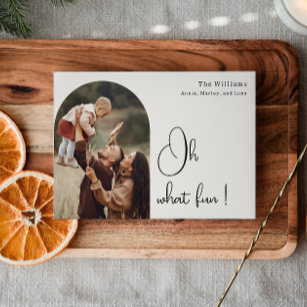 Modern Boho Arch Oh What fun One Photo Holiday Card