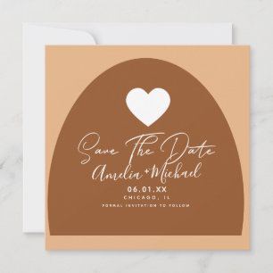 Modern Boho Arch Organic Shape Heart Save the Date Card