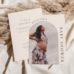 Modern Boho Arch Photo Baby Shower Invitation
