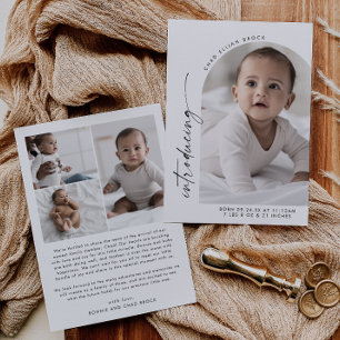 Modern Boho Arch Photo Birth Announcement