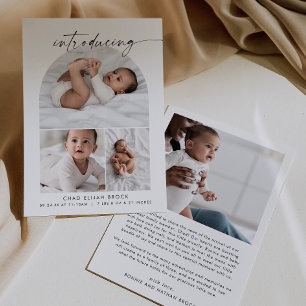 Modern Boho Arch Photo Collage Birth Announcement