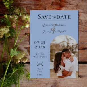 Modern Boho Arch Photo Dusty Blue Save The Date