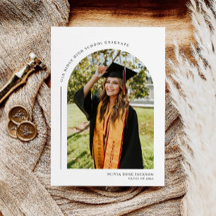 Modern Boho Arch Photo Graduation Announcement