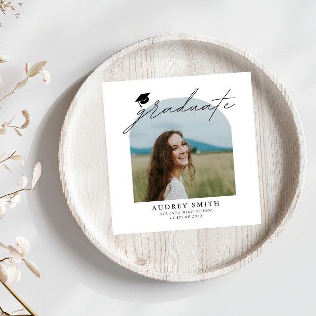 Modern Boho Arch Photo Graduation Party Napkin (Creator Uploaded)