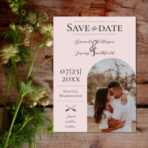 Modern Boho Arch Photo Pink Save the Date