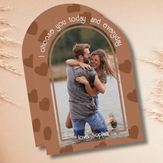 Modern Boho Arch Photo Terracotta Valentines Day Invitation (Creator Uploaded)