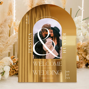 Modern boho arch photo wedding white welcome