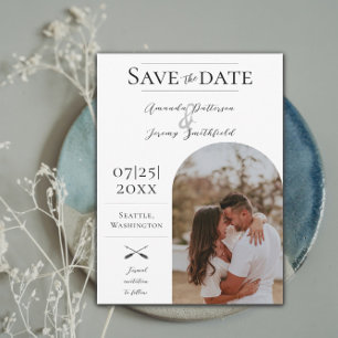Modern Boho Arch Photo   White Save the Date