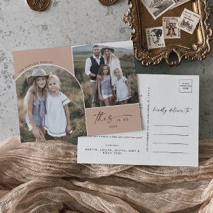 Modern Boho Arch Salmon 3 Family Photos This Is Us Holiday Postcard
