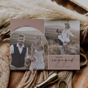 Modern Boho Arch Salmon 3 Photo Engagement Announcement
