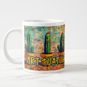Modern Boho Art Desert Cactus Street Style Flair Large Coffee Mug