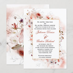 Modern Boho Autumn Floral Frame Wedding Invitation