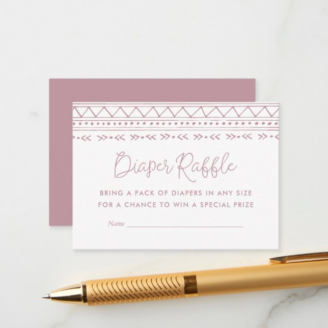 Modern Boho Baby Shower Diaper Raffle Enclosure Card (Front/Back In Situ)