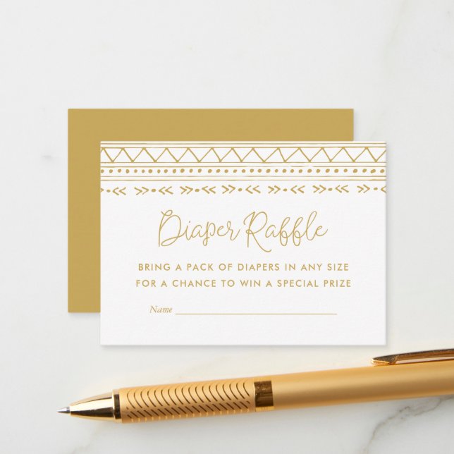 Modern Boho Baby Shower Diaper Raffle Enclosure Card (Front/Back In Situ)