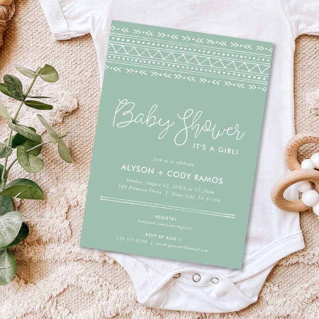 Modern Boho Baby Shower | Sage Green Invitation (Creator Uploaded)