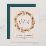 Modern boho barn pampas grass wedding details teal<br><div class="desc">Modern bohemian rustic natural barn pampas grass stylish wedding details card. Modern on trend script text and rust / terracotta /  burnt orange and teal deaign.</div>