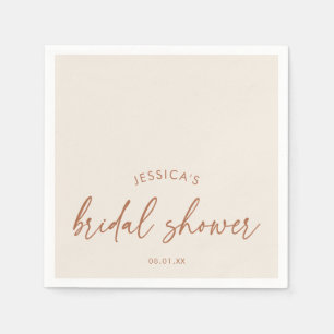 Modern Boho Beige Bridal Shower Napkin
