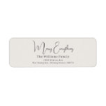 Modern Boho Beige Merry Everything Return Address<br><div class="desc">Celebrate the holiday season with this modern boho beige merry everything return address label. The unique and editable script gives the design a chic yet elegant touch. Its simple black and beige design embodies a classic and whimsical feel, perfect for the winter season. The minimal bohemian festive designer font adds...</div>