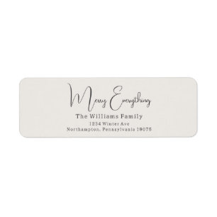 Modern Boho Beige Merry Everything Return Address