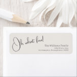 Modern Boho Beige Oh What Fun Return Address Label<br><div class="desc">Celebrate the holiday season with this modern boho beige oh what fun return address label. The unique and editable script gives the design a chic yet elegant touch. Its simple black and beige design embodies a classic and whimsical feel, perfect for the winter season. The minimal bohemian festive designer font...</div>