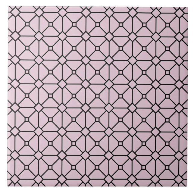 Modern Boho Black and Pink Pattern Rhombus Tile (Front)