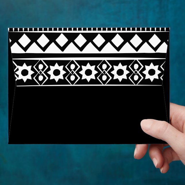 Modern Boho Black and White Pattern Envelope (Hand)