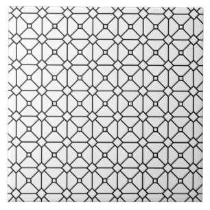 Modern Boho Black and White Pattern Rhombus Tile