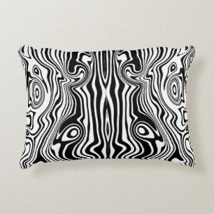 Modern Boho Black and White Pattern Strips Animal Decorative Cushion