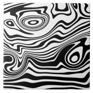 Modern Boho Black and White Pattern Strips Animal Tile