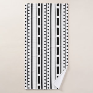 Modern Boho Black and White Stripe Pattern  Bath Towel