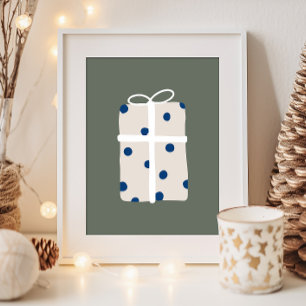 Modern Boho Blue And Beige Christmas Present Print
