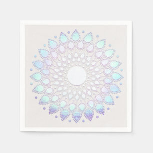 Modern Boho Blue Floral Lotus Mandala Napkin