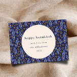 Modern Boho Blue Hanukkah Botanical Custom Blank<br><div class="desc">This folded blank hanukkah holiday card features a modern boho botanical design in navy blue and yellow and has an editable custom greeting.</div>