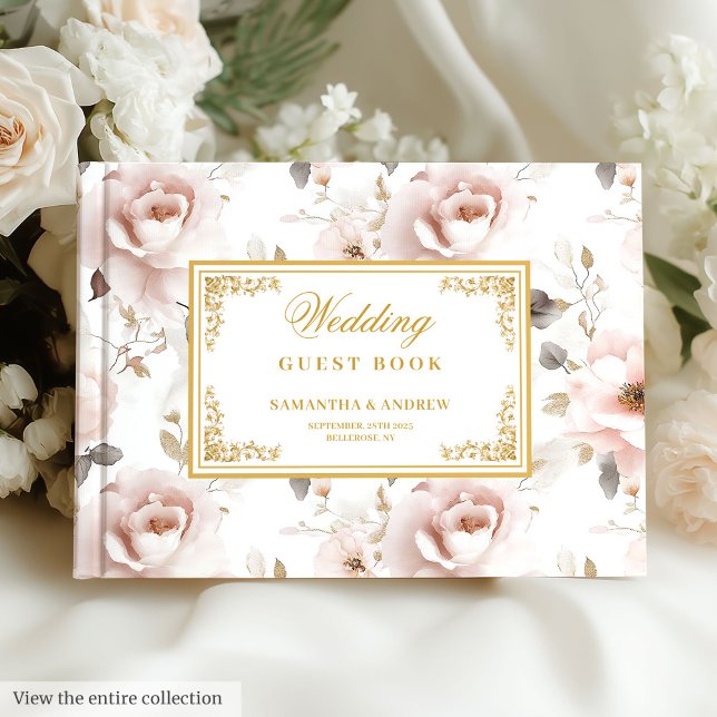 Modern boho blush gold wedding guest book (Modern boho blush gold wedding guest book)