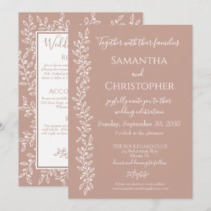 Modern Boho Blush Pink Botanical Minimal Wedding Invitation
