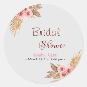 Modern boho blush pink rose bunch bridal shower #1 classic round sticker
