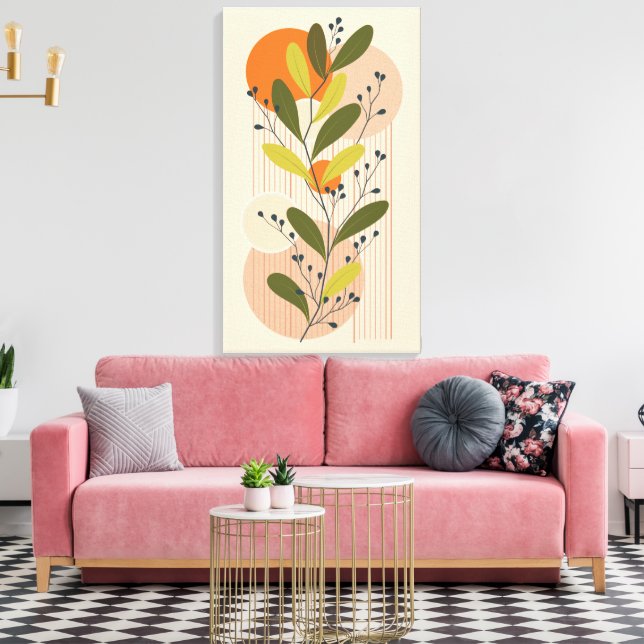 Modern Boho,Botanical and Geometric Art Style Canvas Print (Insitu(LivingRoom))