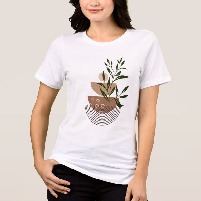 Modern Boho Botanical Graphic T-Shir Tri-Blend Shirt (Front)
