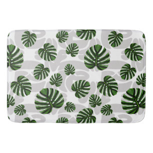 Modern Boho Botanical Leaves Pattern Bath Mat