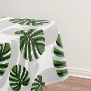 Modern Boho Botanical Leaves Pattern Tablecloth