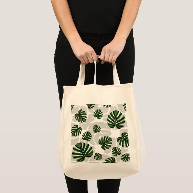 Modern Boho Botanical Leaves Pattern Tote Bag (Front (Product))