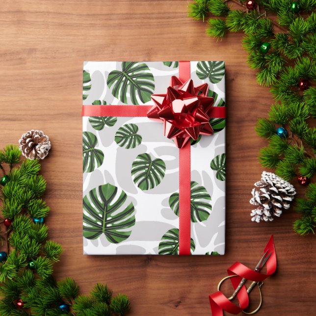 Modern Boho Botanical Leaves Pattern Wrapping Paper (Holiday Gift)