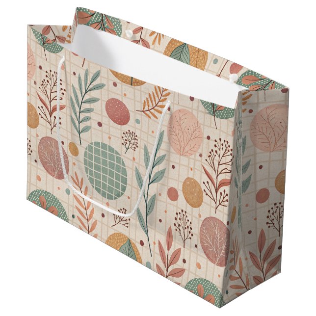 Modern Boho Botanical | Minimalist & Geometric Large Gift Bag (Front Angled)