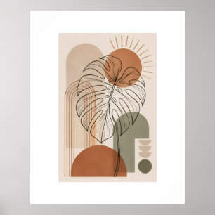 Modern Boho Botanical Monstera Leaf Poster