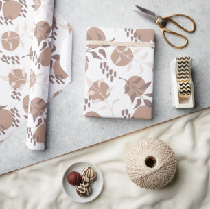 Modern Boho Botanical Neutral Colour Pattern Wrapping Paper