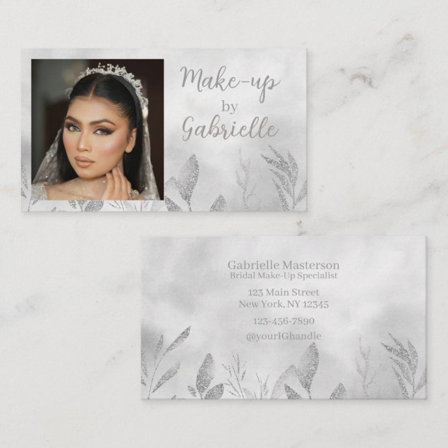 Modern Boho Botanical Photo Script  Business Card (Front/Back)